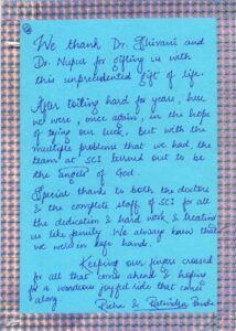 Thank You Card for Dr Shivani and Dr Nupur