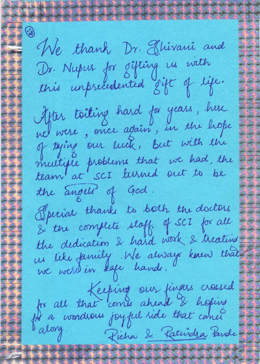 Thank You Card for Dr Shivani and Dr Nupur